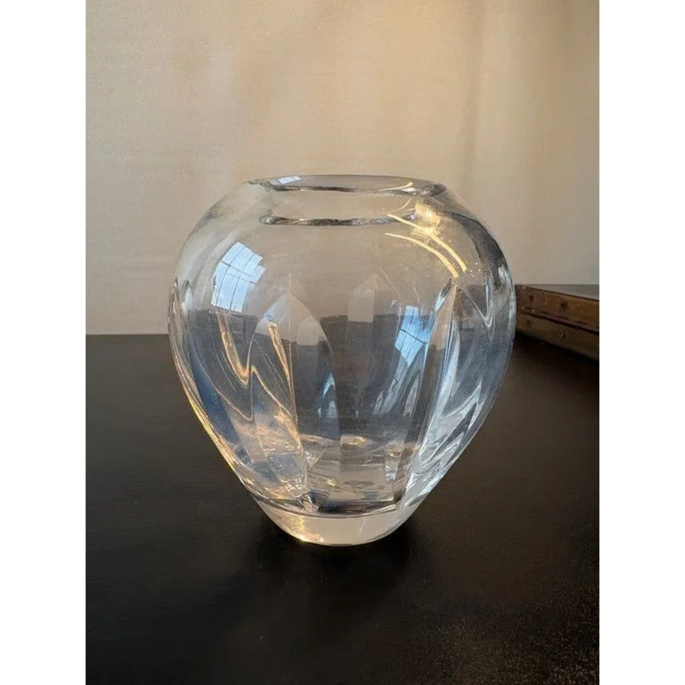 Louis Comfort Tiffany Crystal Vase Faceted Panel Cut Signed Tiffany and Co
